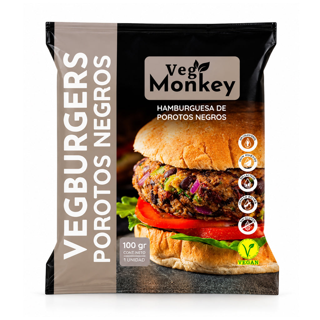HAMBURGUESA DE POROTOS NEGROS  100 GRS V M