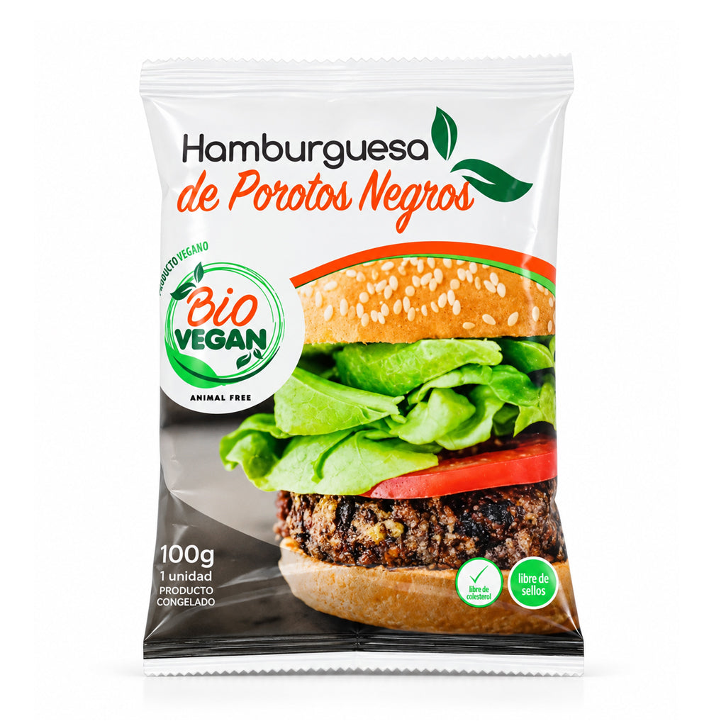 HAMBURGUESA POROTOS NEGROS  100 GRS BIO VEGAN