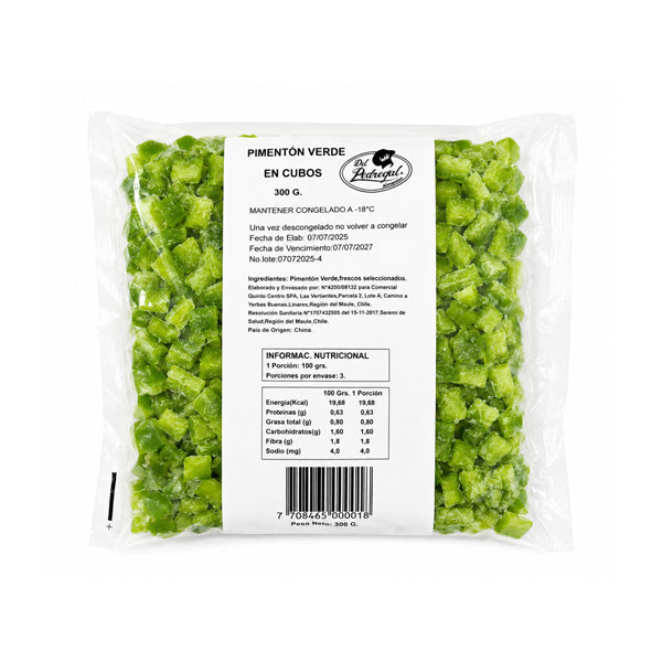 PIMENTON VERDES CUBOS  300 GRS DP