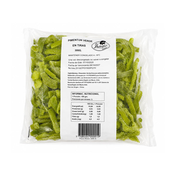 PIMENTON VERDES TIRAS  300 GRS DP