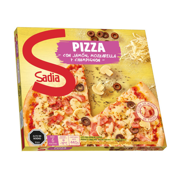 PIZZAS JAMON QUESO CHAMPINONES  460 GRS SADIA