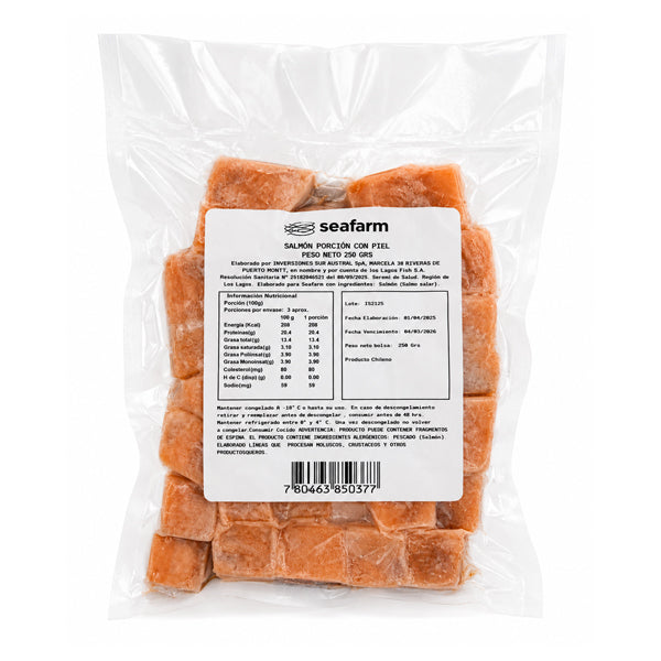 SALMON EN CUBOS  250 GRS SEAFARM