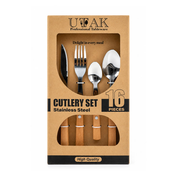 SET CUCHILLERIA MADERA / INOX  16 UN. DP