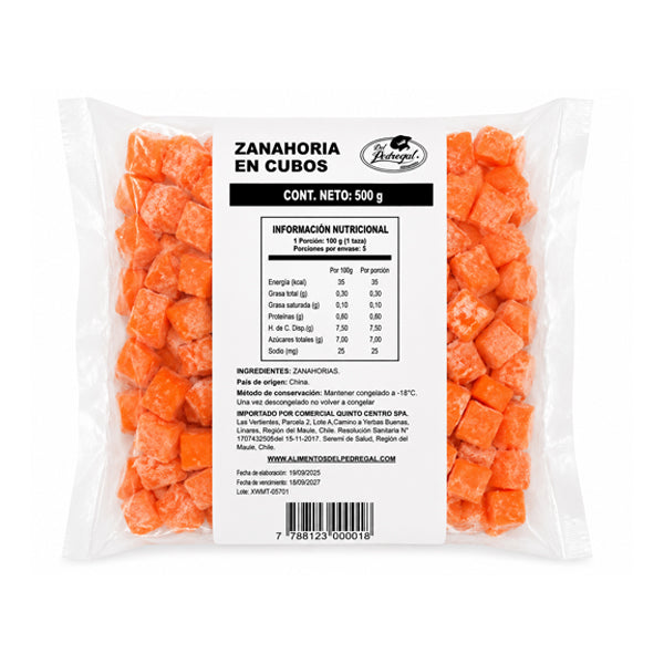 ZANAHORIAS EN CUBOS  500 GRS DP